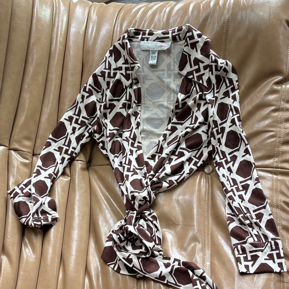 Diane Von Furstenberg Cane Caning Wrap Top 2